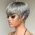Glamorous harmaa pixie-peruukki, Remy-hiusta