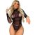 WOAIXDD musta läpikuultava bodystocking